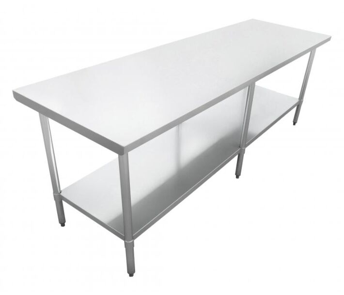 Zanduco 18" x 96" Stainless Steel Worktable with Galvanized Legs and Undershelf - USA