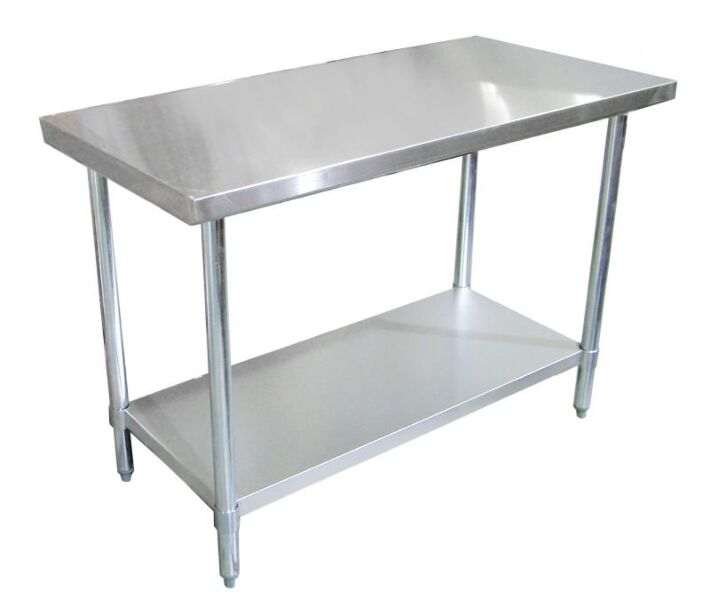 Zanduco 18" x 60" Stainless Steel Worktable with Galvanized Legs and Undershelf - USA