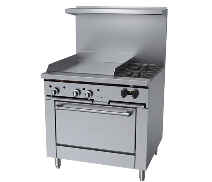 Garland X36-2G24S Sunfire™ X Series 36" Gas Restaurant Range with 24" Griddle, 2 Burners and Storage Base - 96,000 BTU - USA