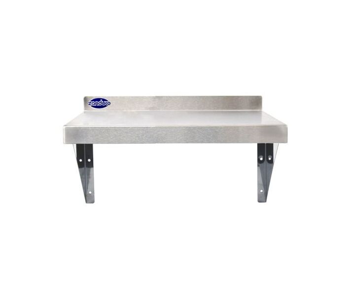 Zanduco 14" x 48" 18 Gauge Stainless Steel Solid Wall Shelf - USA