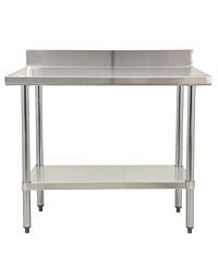 Zanduco Stainless Steel Worktable 24" X 36" with 4" Backsplash and Undershelf - Heavy-Duty