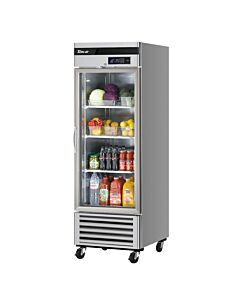 Turbo Air TSR-23GSD-N6 Super Deluxe 27" Bottom Mounted Glass Door Reach-In Refrigerator with LED Lighting