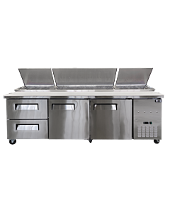 Omcan 94" Refrigerated Pizza Prep Table with Drawers and 906L Capacity - 110-120V, 1/4 HP