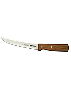 Omcan 6" Curved Blade Boning Knife with Wood Handle