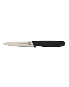 Omcan 4" Serrated Paring Knife with Polypropylene Handle - Black - CA
