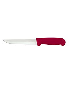 Omcan 6" Straight Boning Knife with Polypropylene Handle - Red - USA