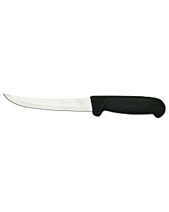 Omcan 6" Curved Blade Boning Knife with Black Polypropylene Handle