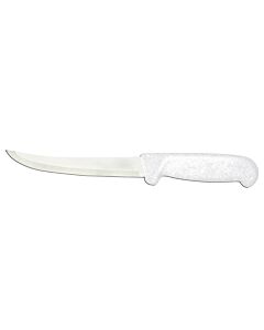 Omcan 6" Curved Blade Boning Knife with White Polypropylene Handle - USA