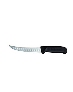 Omcan 6" Curved Boning Knife,Granton Edge, Black, Greban