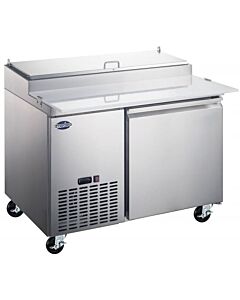 Zanduco 50" Stainless Steel Single-Door Refrigerated Pizza Prep Table with 396L Capacity - 110V