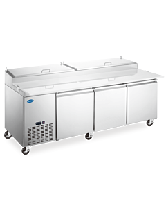 Zanduco 92" 3 Doors Refrigerated Pizza Prep Table with 31 cu.ft. Capacity - USA