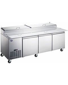 Zanduco 92" 3 Door Refrigerated Pizza Prep Table 31 cu. Ft.