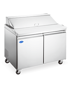Zanduco 47" Refrigerated Prep Table with 2-Doors and 268L Capacity - 110V, 1/4 HP