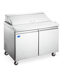 Zanduco 60" Refrigerated Prep Table with 2-Doors and 428L Capacity - 110V, 1/4 HP