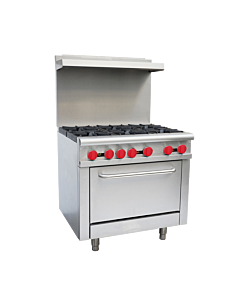 Zanduco 36" Commercial Range Oven with 6 Burners and 211,000 BTU - Natural Gas - CA