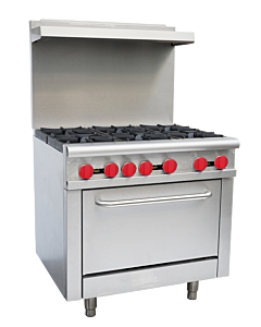 Zanduco 36" Commercial Range Oven with 6 Burners and 211,000 BTU - Natural Gas - CA