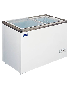 Zanduco 29" Two-Door Ice Cream Chest Freezer Display with Flat Glass Top and 150L Capacity - 110V - USA
