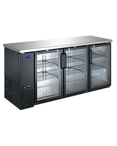 Zanduco 73" 3-Glass Swing Door Back Bar Cooler with Lock and 556L Capacity - 115V - USA