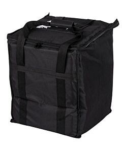 Choice Insulated Food Delivery Bag, Black Nylon, 13" x 13" x 15 1/2" - Holds (6) 2 1/2" Deep 1/2 Size Pans or (18) 2 Qt. Container