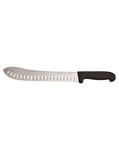 Omcan 11" English G-Edge Butcher Knife with Black Handle