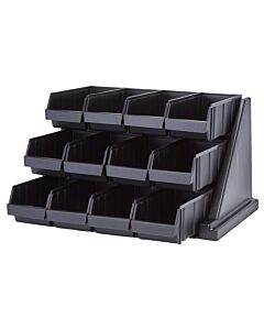 Cambro 12RS12110 Condiment Organizers and 12 Bins 21 3/8" x 25" x 14 1/4" - Black