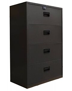 Omcan Black Legal Lateral File Cabinet with Four Drawers - 36"