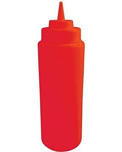 Omcan 16 oz Wide Mouth Squeeze Bottle - Red, 6/Pack - CA
