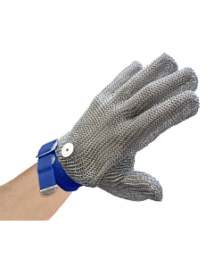 Omcan 5 Finger Mesh Glove, Reversible - L, Blue Strap - CA