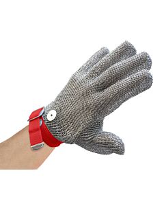 Omcan 5 Finger Mesh Glove, Reversible - M, Red Strap - CA