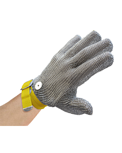 Omcan 5 Finger Mesh Glove, Reversible - XXS, Yellow Strap - CA
