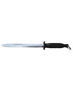 Omcan 10" Oval Sharpening Steel with Black Handle - USA