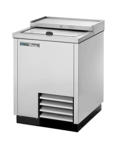 True TD-24-7-S-HC 25" Solid Slide Lid Stainless Steel Horizontal Beer Bottle Cooler - 115V - CA