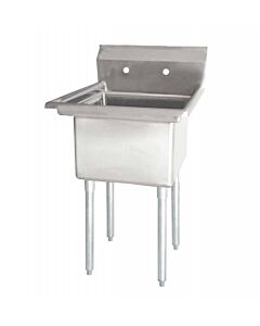 Zanduco 29" 18-Gauge One Compartment Stainless Steel Sink with 3.5" Center Drain and No Drain Board - 24" x 24" x 14 Bowl - CA