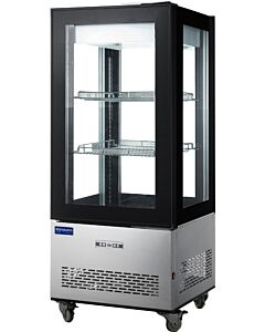 Zanduco 26" Refrigerated Display Case with 4-Sided Glass 59" Tall and 270L Capacity - 110V, 361W - CA