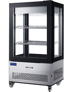 Zanduco 33" Refrigerated Display Case with 4-Sided Glass 59" Tall and 350L Capacity - 110V, 361W - CA