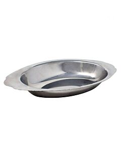 Omcan 20 oz. Stainless Steel Oval Au Gratin Platter - USA
