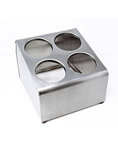 Omcan Four Hole / Two Tier Stainless Steel Flatware Cylinder Holder