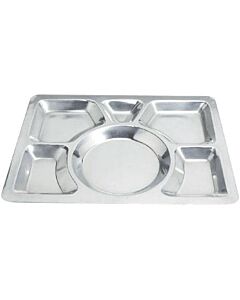 Omcan 12" x 16" Six Compartment Stainless Steel Mess Tray