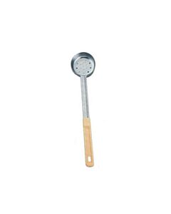 Omcan 3 oz. One-Piece Stainless Steel Perforated Portion Control Spoon with Ivory Handle - CA