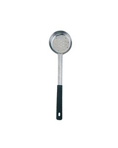 Omcan 6 oz. One-Piece Stainless Steel Perforated Portion Control Spoon with Black Handle - CA