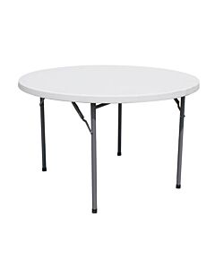 Zanduco 47" Solid Round Heavy-Duty White Plastic Folding Table