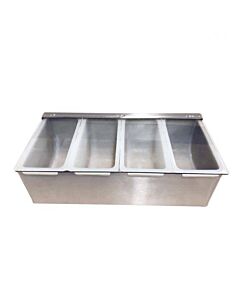 Omcan Stainless Steel 4-Compartment Condiment Holder with Clear Cover - USA