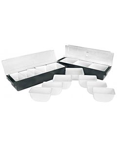 Omcan White Inserts for Plastic 5-Compartment Condiment holder with Clear Cover