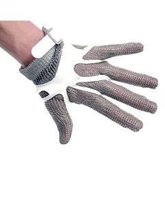 Omcan 5 Finger Stainless Steel Mesh Glove with White Silicone Strap – Small - CA