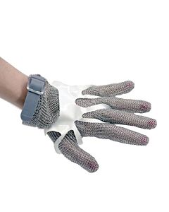 Omcan 5 Finger Stainless Steel Mesh Glove with Gray Silicone Strap – Extra Small - CA