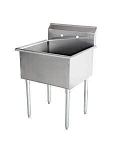 Zanduco 21" 18-Gauge One Compartment Budget Stainless Steel Sink with 3.5" Center Drain - 18" x 18" x 13" Bowl