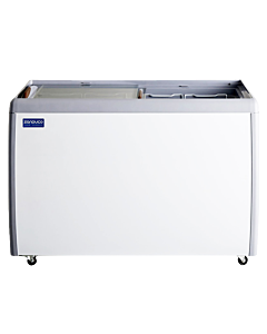 Zanduco 50" 2-Door Ice Cream Display Chest Freezer with Flat Glass Top and 370L Capacity - 110V - USA