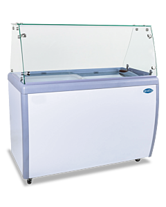 Zanduco 50" Ice Cream Dipping Cabinet / Freezer with Flat Sneeze Guard 290 L Capacity - USA