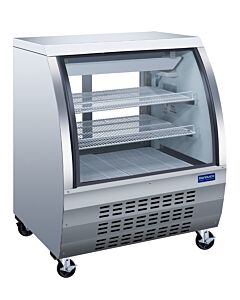 Zanduco 36" Stainless Steel 2-Shelf Floor Refrigerated Display Case with 328L Capacity - 115V - USA