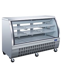 Zanduco 64" Stainless Steel 2-Shelf Floor Refrigerated Display Case with 620L Capacity - 115V - USA